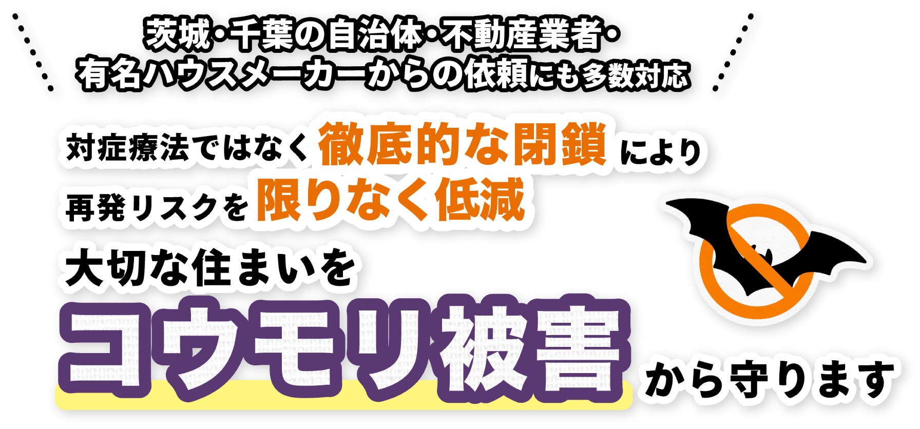 コウモリ被害から守ります。